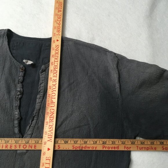 Cotton Palm V NECK 1/4 Button Front large camp paradise relax gray Vintage beach - Picture 3 of 8